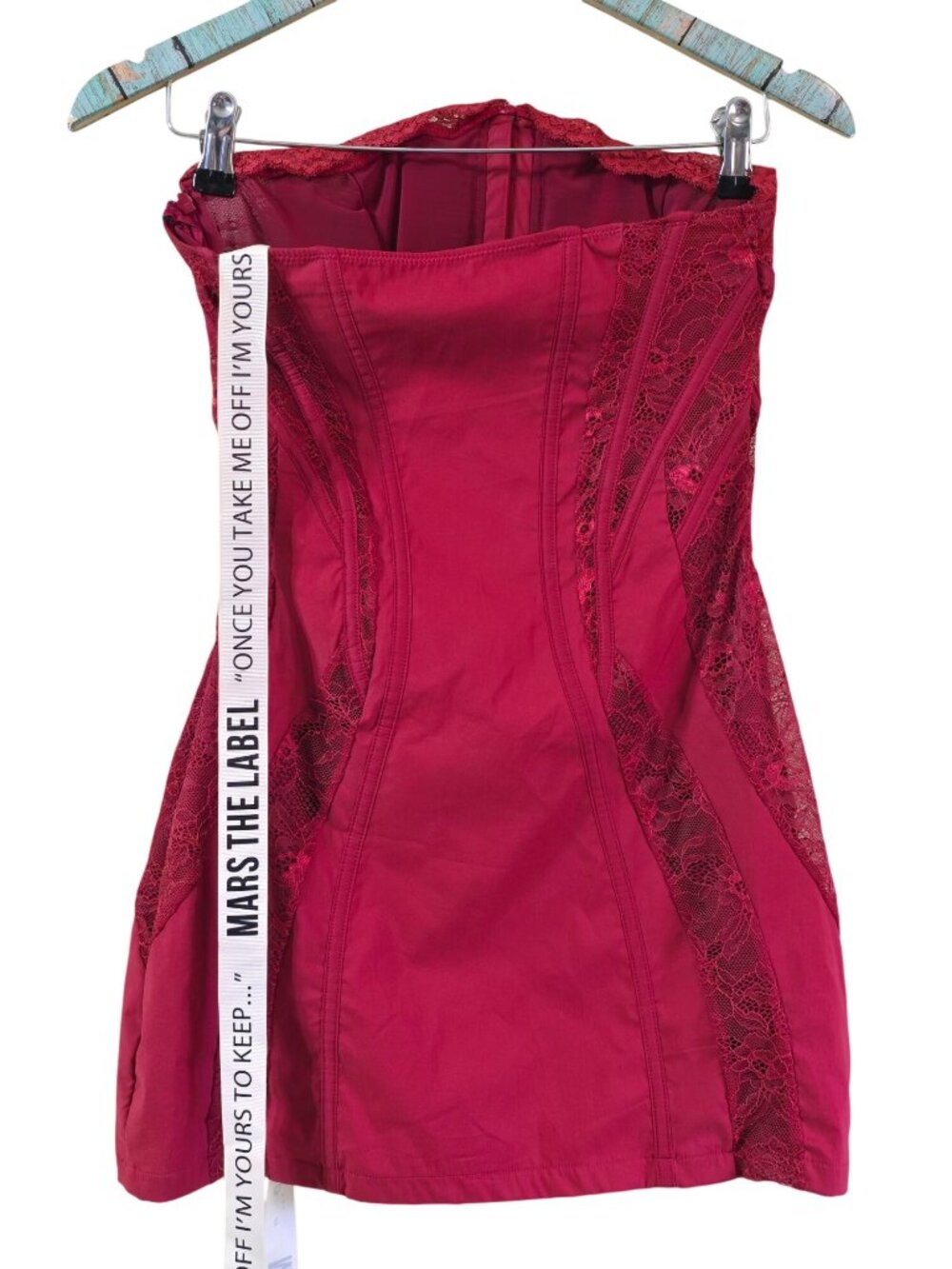 Mars the Label The Lace Clasp Detail Mini Dress, Wine Red, NWT, Sz 8US/12UK - Picture 8 of 10